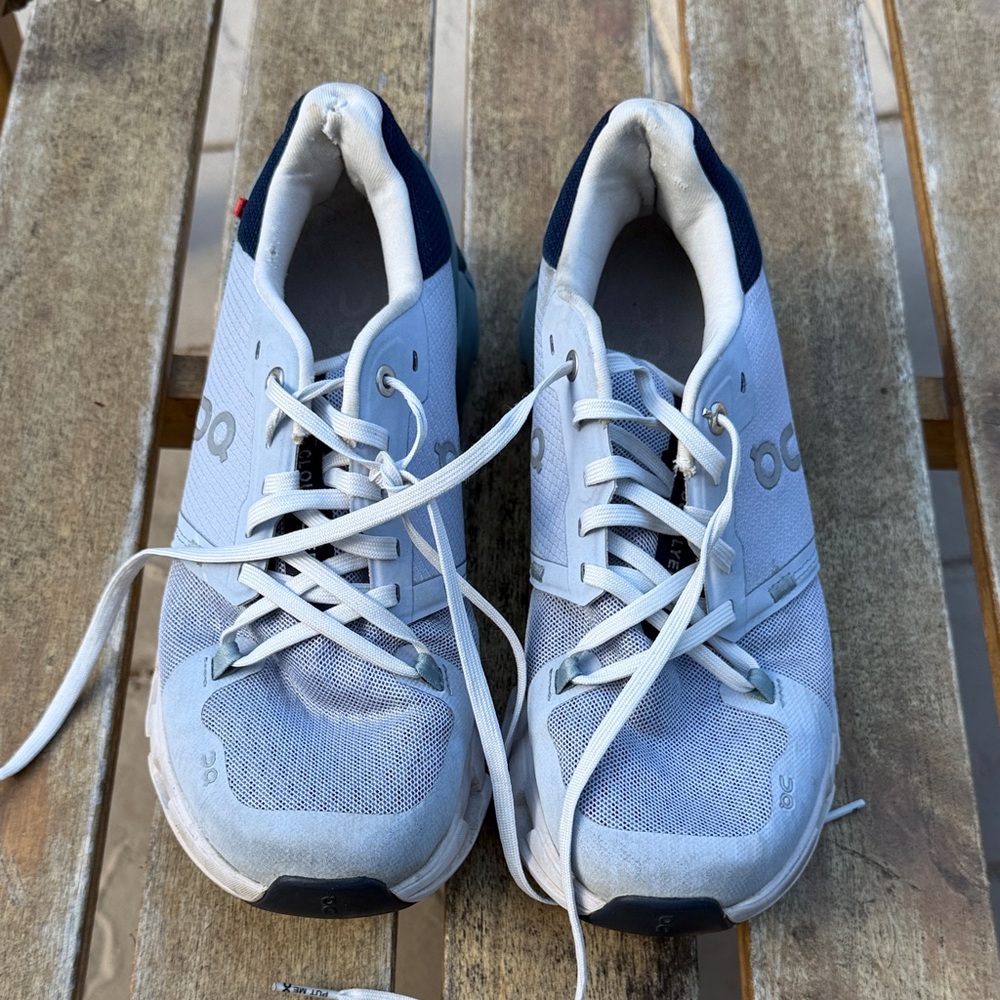 On Running Men's Athletic Shoes - White with Navy Accents